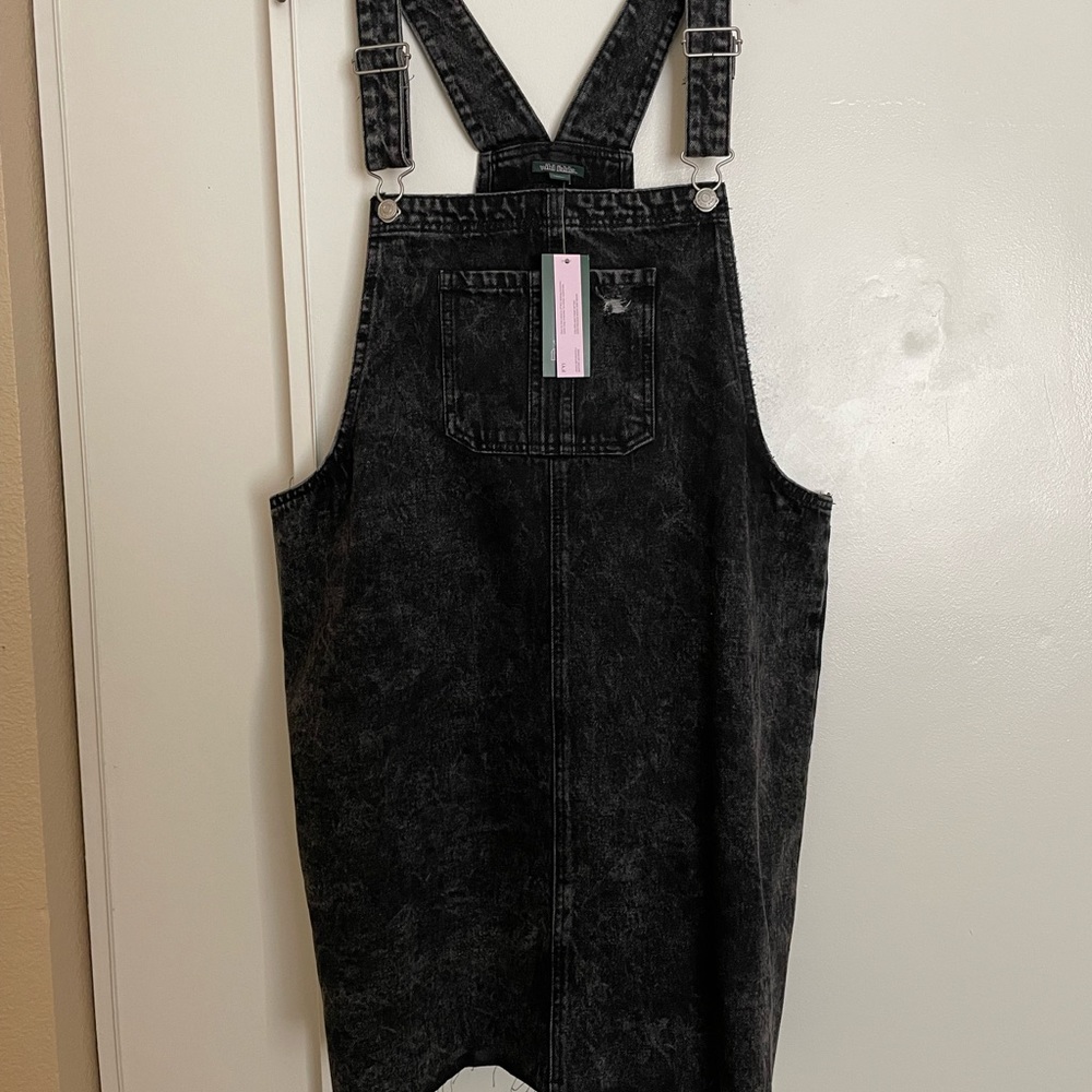 Black Denim Overall Dress